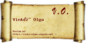 Vinkó Olga névjegykártya